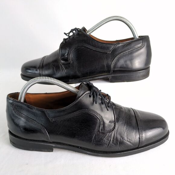 Bostonian Elements Men\'s 8.5 Black Leather Cap Toe Derby Dress Shoes Italy USA main image 5